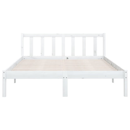Bed Frame White Solid Wood Pine 150X200 Cm King Size