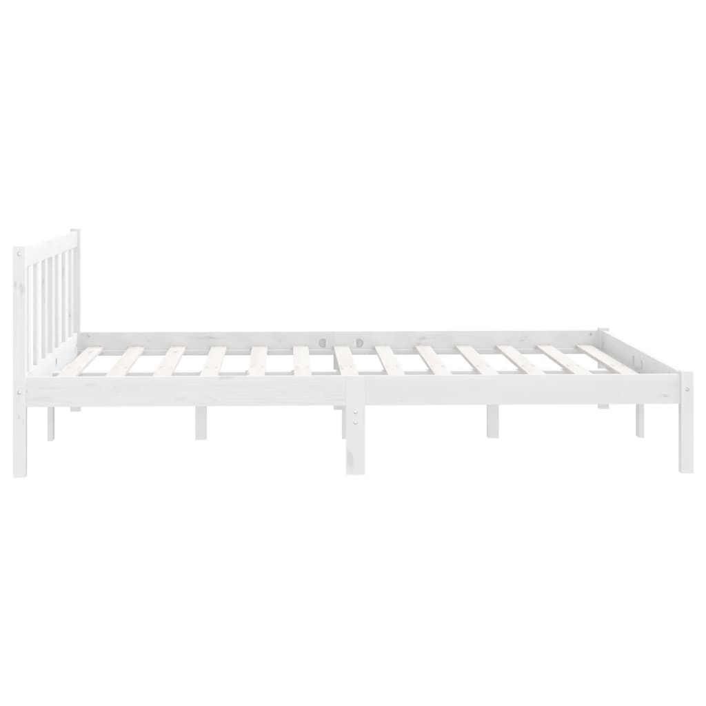 Bed Frame White Solid Wood Pine 150X200 Cm King Size