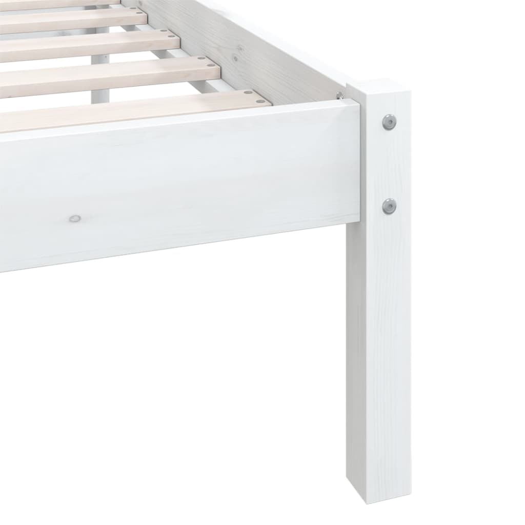 Bed Frame White Solid Wood Pine 150X200 Cm King Size