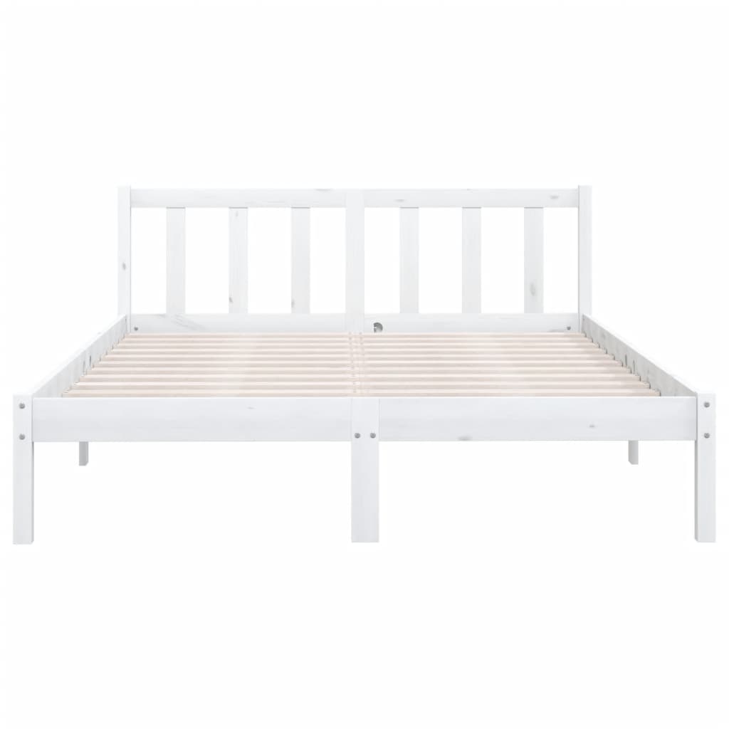 Bed Frame White Solid Pinewood 160X200 Cm