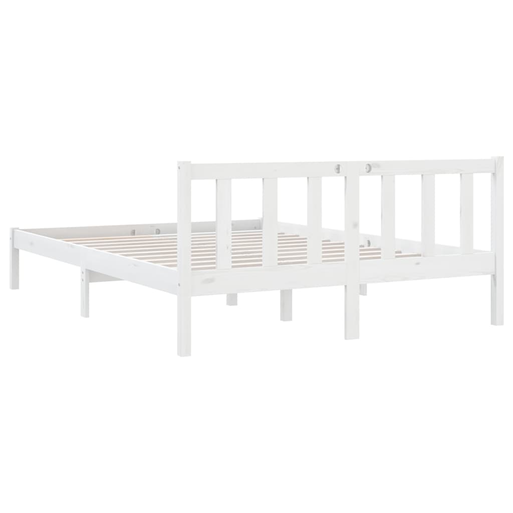 Bed Frame White Solid Pinewood 160X200 Cm