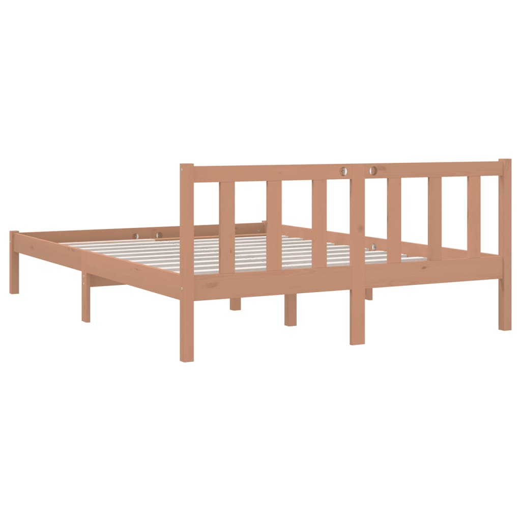 Bed Frame Honey Brown Solid Pinewood 160X200 Cm