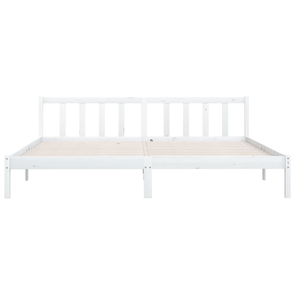 Bed Frame White Solid Wood Pine 180X200 Cm Super King Size