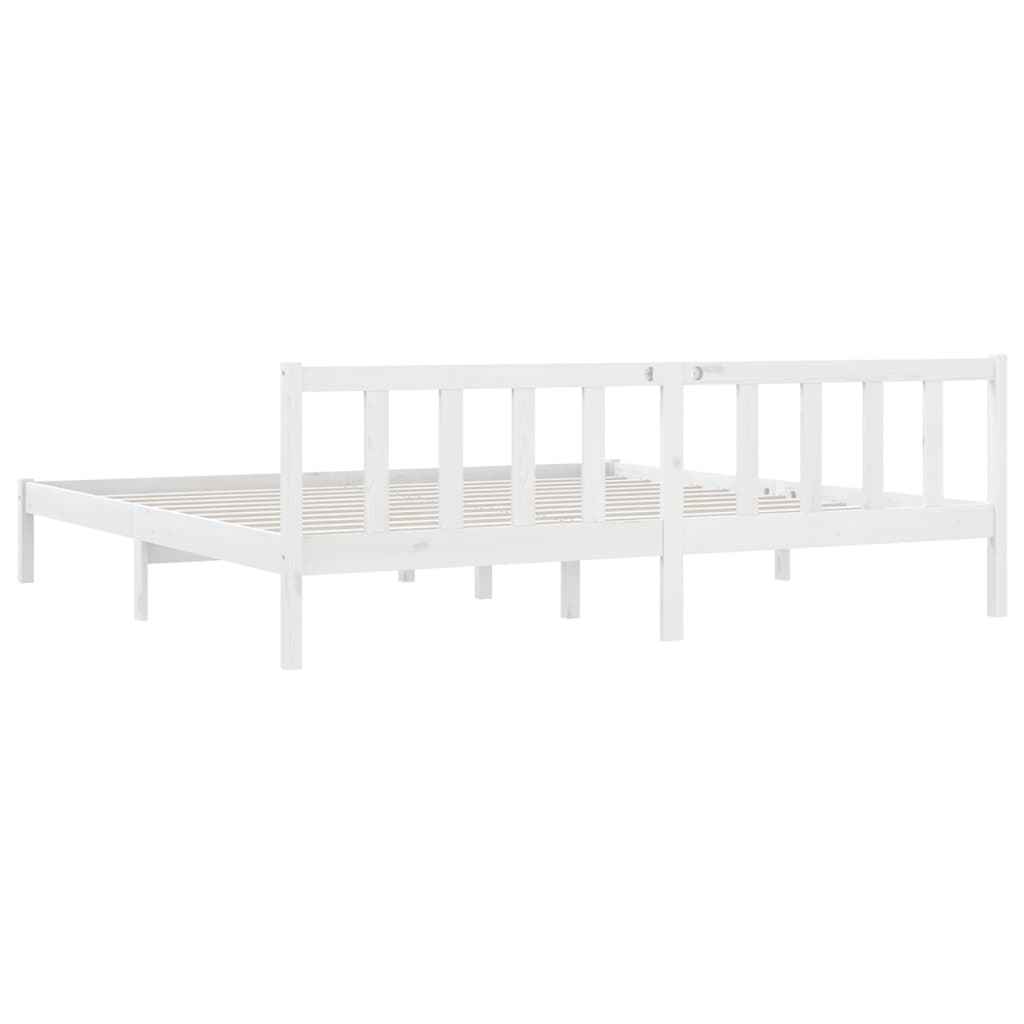 Bed Frame White Solid Wood Pine 180X200 Cm Super King Size