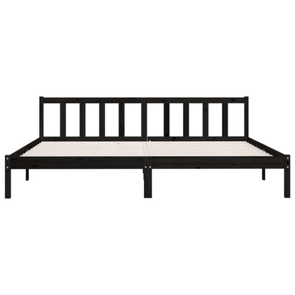 Bed Frame Black Solid Wood Pine 180X200 Cm Super King Size