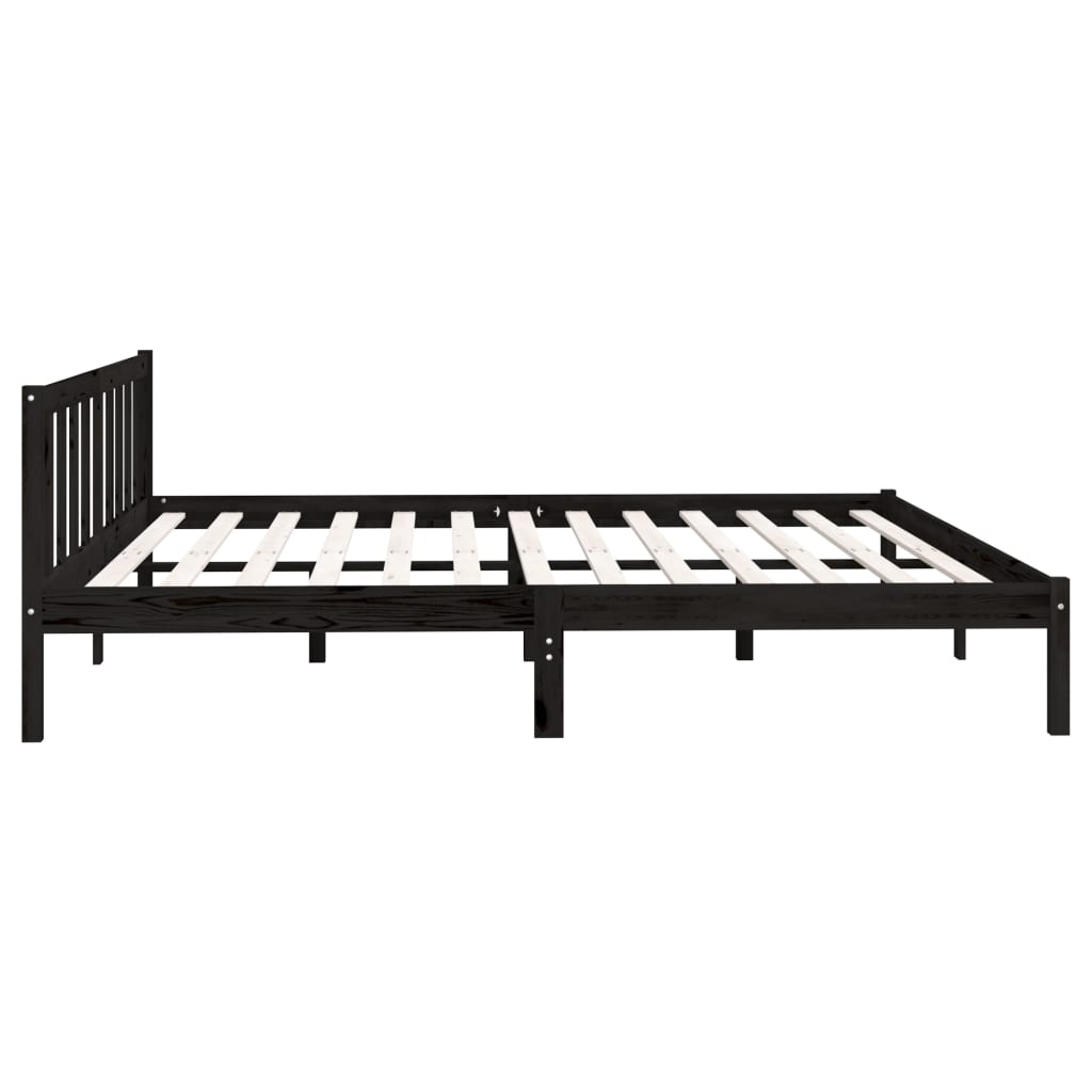 Bed Frame Black Solid Wood Pine 180X200 Cm Super King Size