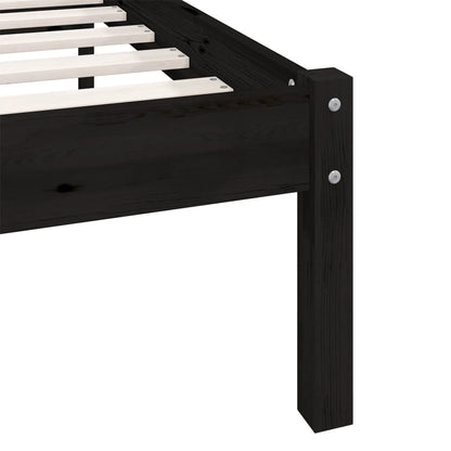 Bed Frame Black Solid Wood Pine 180X200 Cm Super King Size