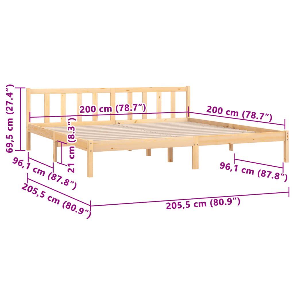 Bed Frame Solid Pinewood 200X200 Cm