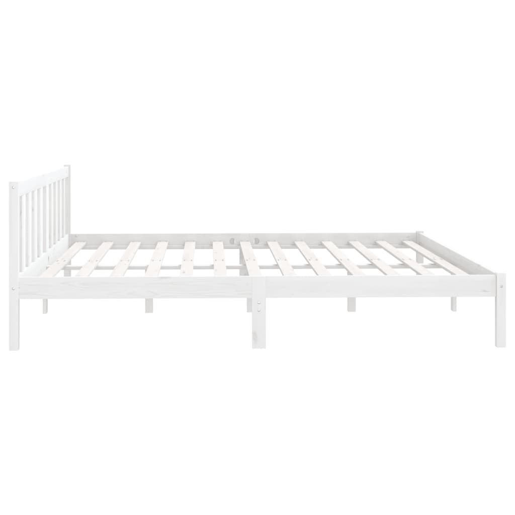 Bed Frame White Solid Pinewood 200X200 Cm