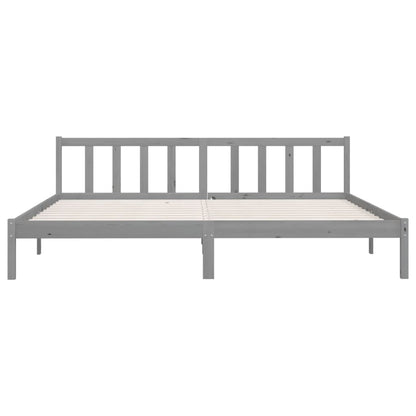 Bed Frame Grey Solid Pinewood 200X200 Cm