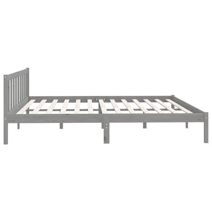 Bed Frame Grey Solid Pinewood 200X200 Cm