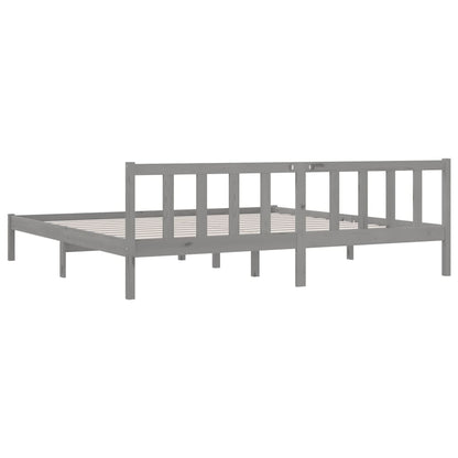 Bed Frame Grey Solid Pinewood 200X200 Cm