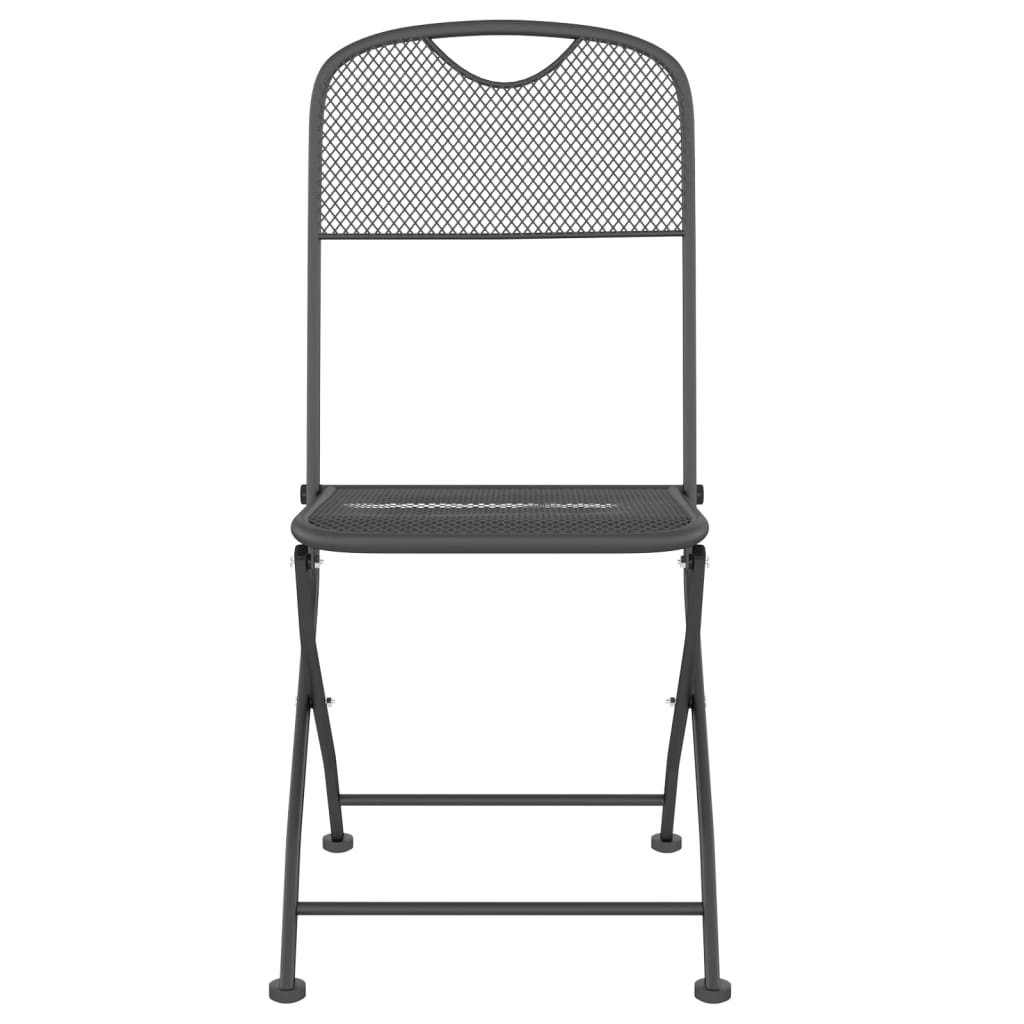 Folding Garden Chairs 2 Pcs Expanded Metal Mesh Anthracite