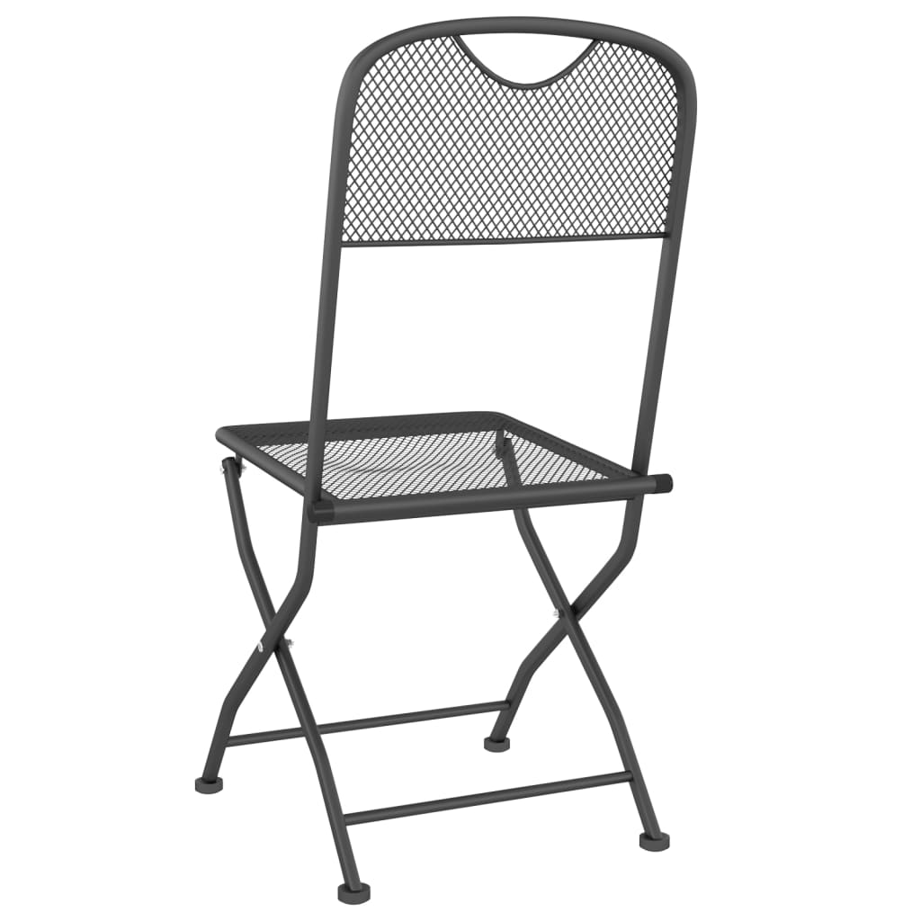 Folding Garden Chairs 2 Pcs Expanded Metal Mesh Anthracite