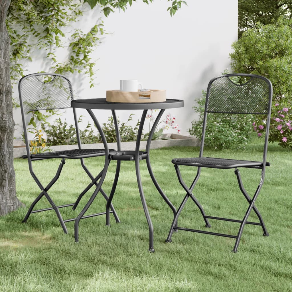 Folding Garden Chairs 2 Pcs Expanded Metal Mesh Anthracite