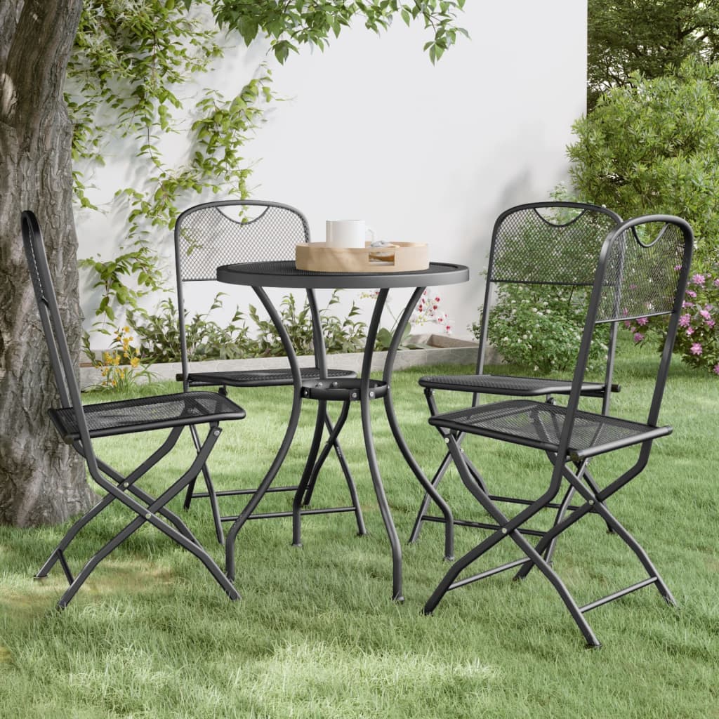 Folding Garden Chairs 4 Pcs Expanded Metal Mesh Anthracite