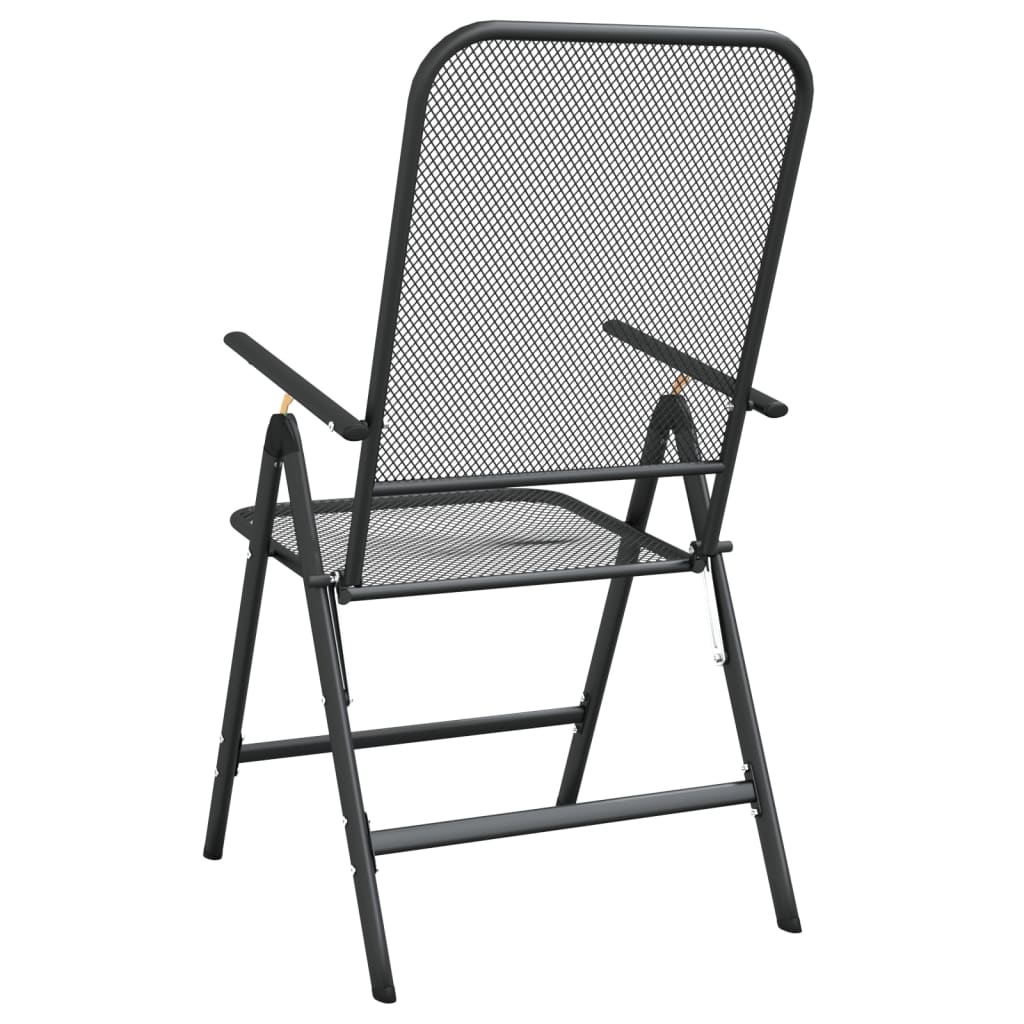 Folding Garden Chairs 2 Pcs Expanded Metal Mesh Anthracite