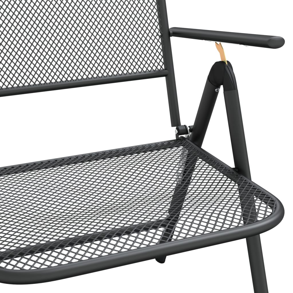 Folding Garden Chairs 2 Pcs Expanded Metal Mesh Anthracite