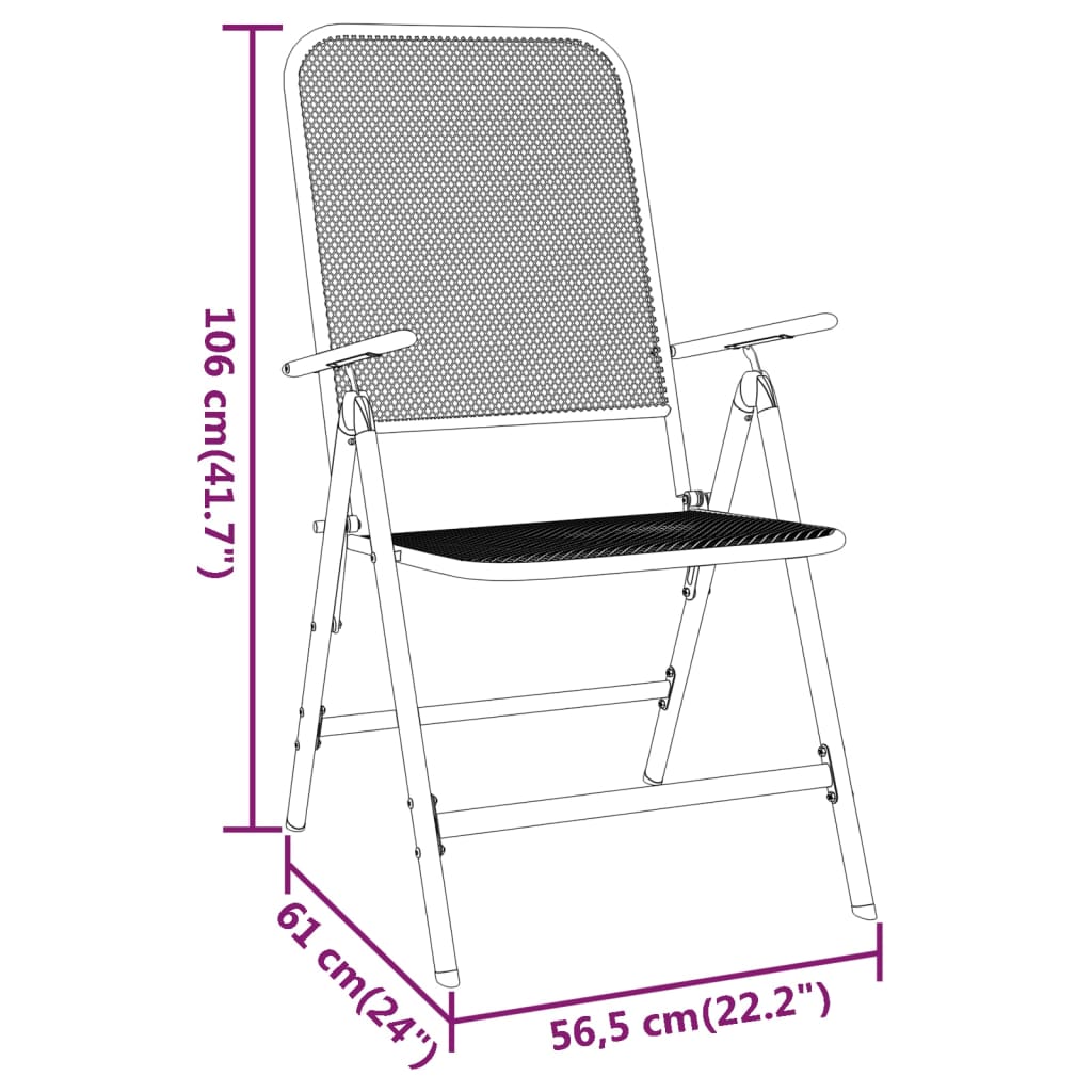 Folding Garden Chairs 2 Pcs Expanded Metal Mesh Anthracite