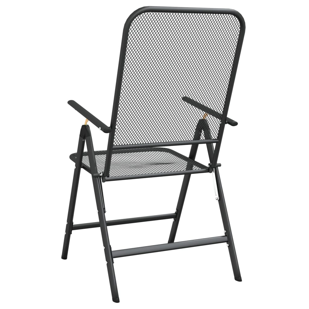 Folding Garden Chairs 4 Pcs Expanded Metal Mesh Anthracite