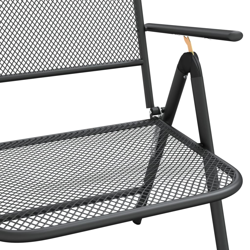 Folding Garden Chairs 4 Pcs Expanded Metal Mesh Anthracite