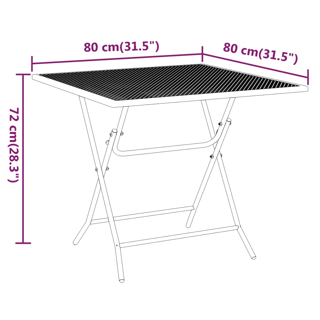 Garden Table 80X80X72 Cm Expanded Metal Mesh Anthracite