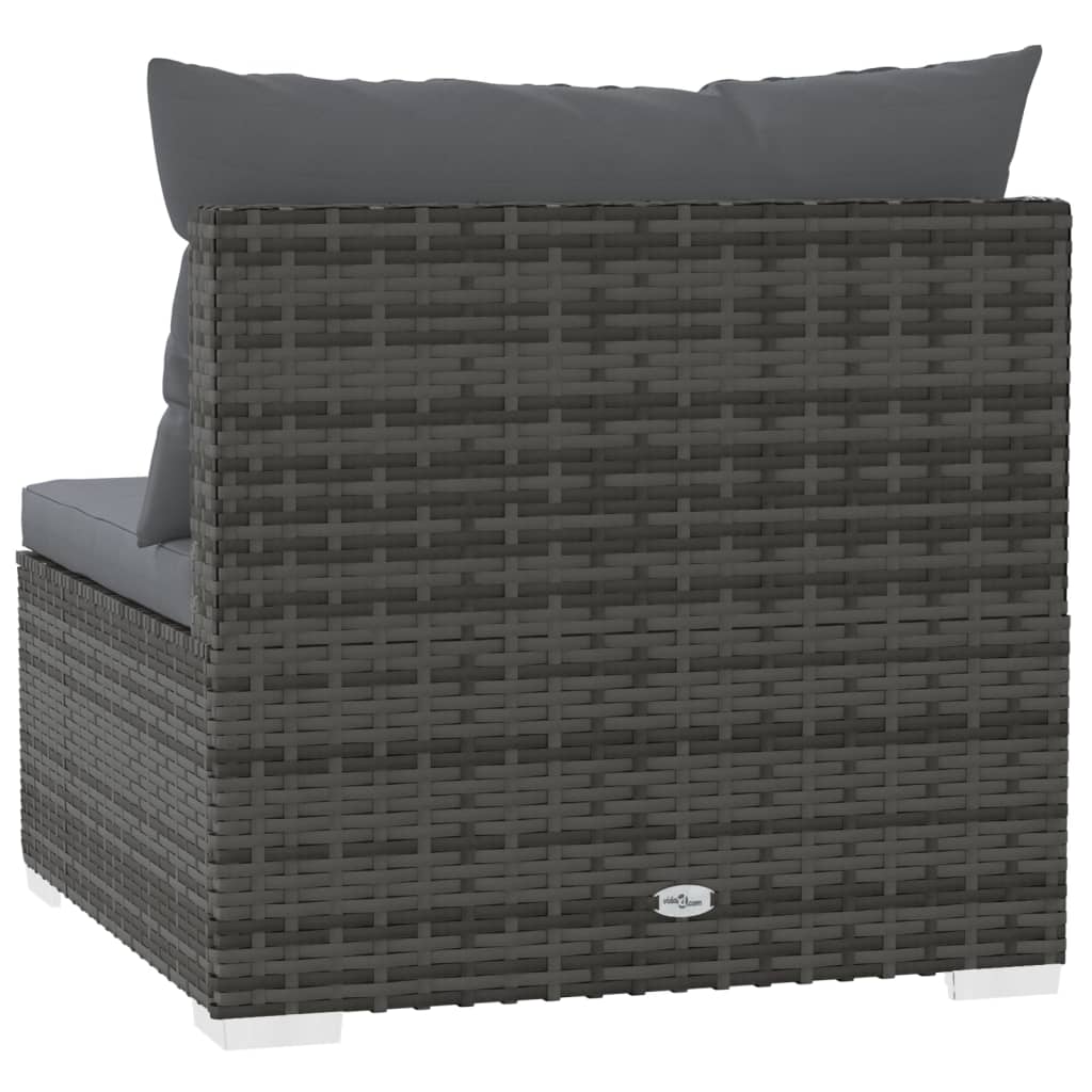 Garden Middle Sofa With Cushions Grey Poly Rattan