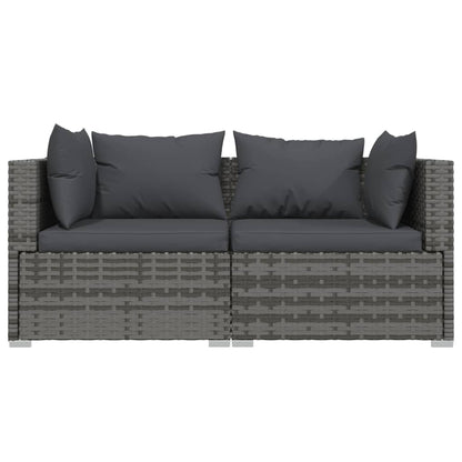 3 Piece Garden Lounge Set With Cushions Grey Poly Rattan