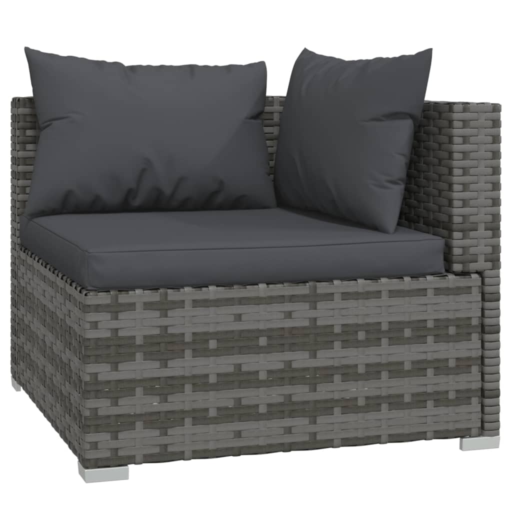 3 Piece Garden Lounge Set With Cushions Grey Poly Rattan