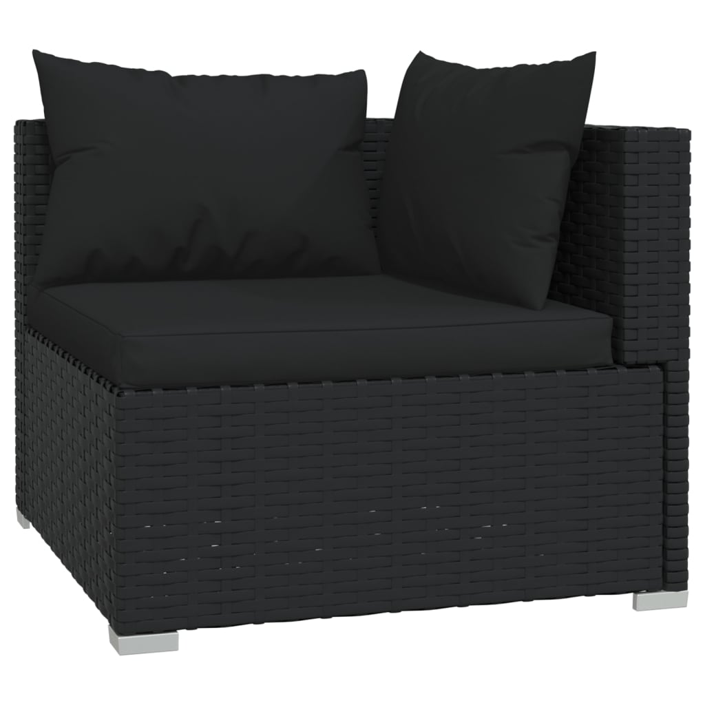 3 Piece Garden Lounge Set With Cushions Black Poly Rattan