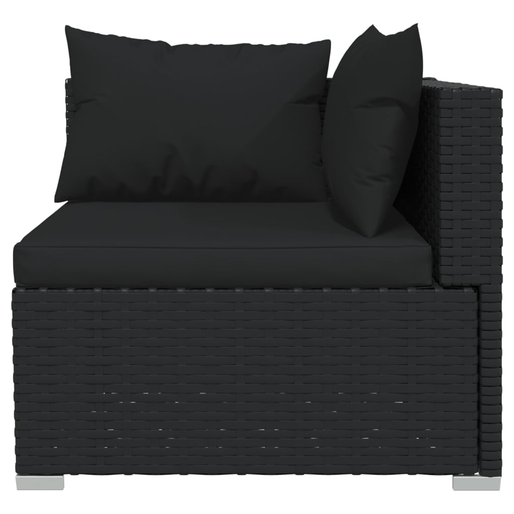 3 Piece Garden Lounge Set With Cushions Black Poly Rattan