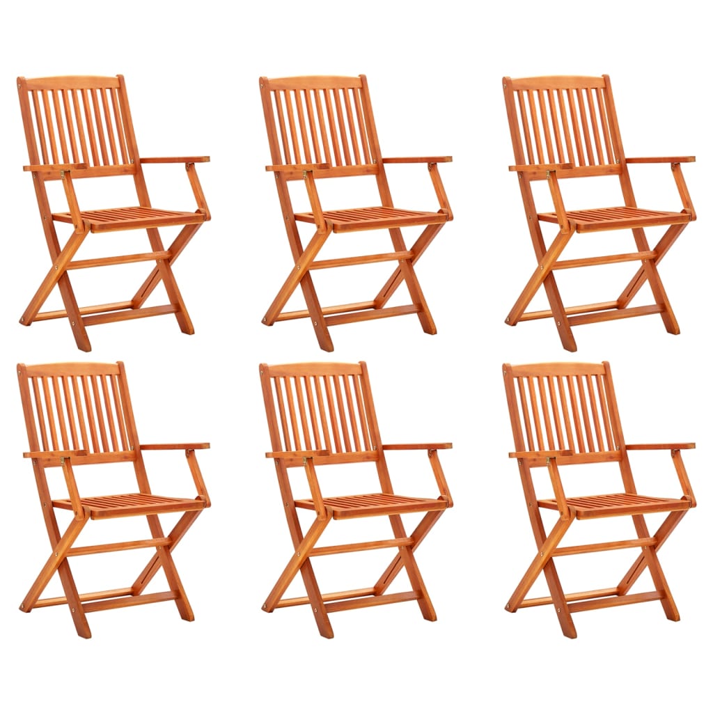 Folding Garden Chairs 6 Pcs Solid Eucalyptus Wood