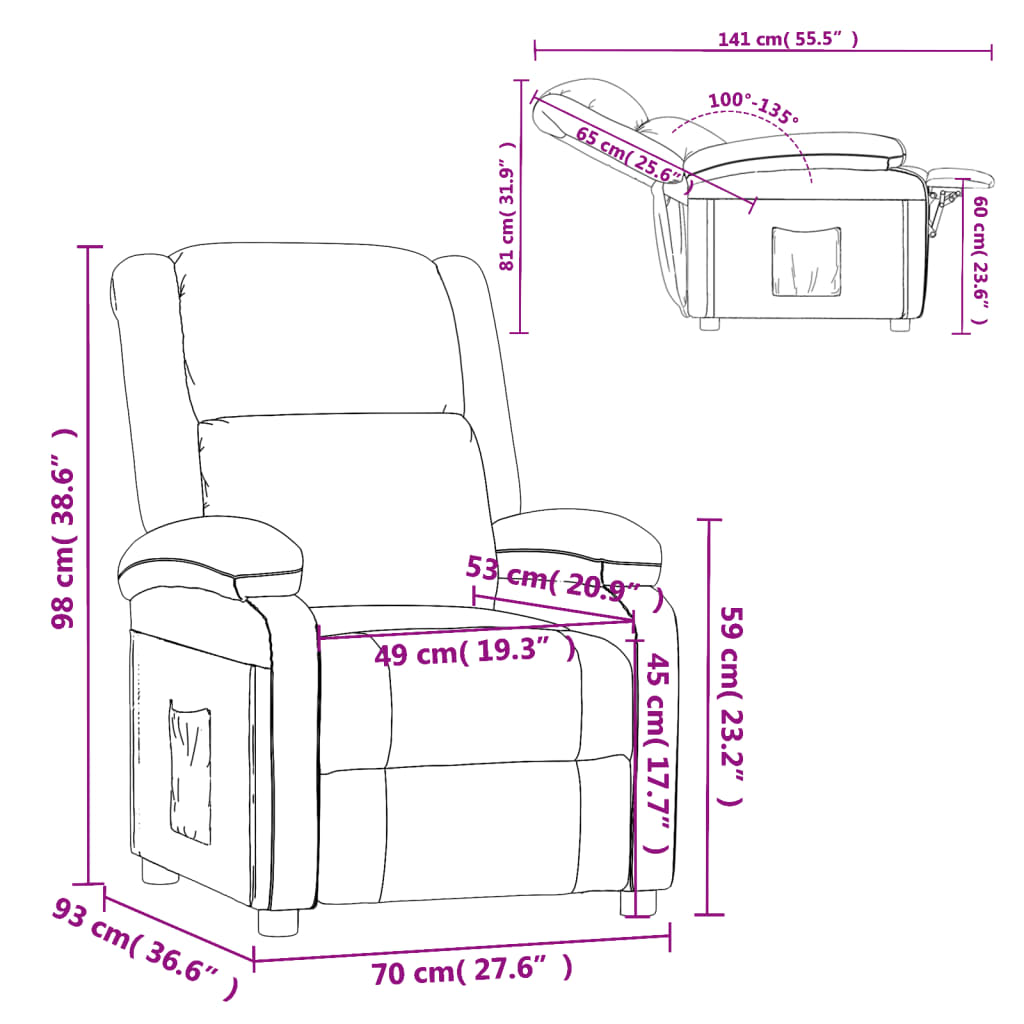 Recliner Chair Cappuccino Faux Leather