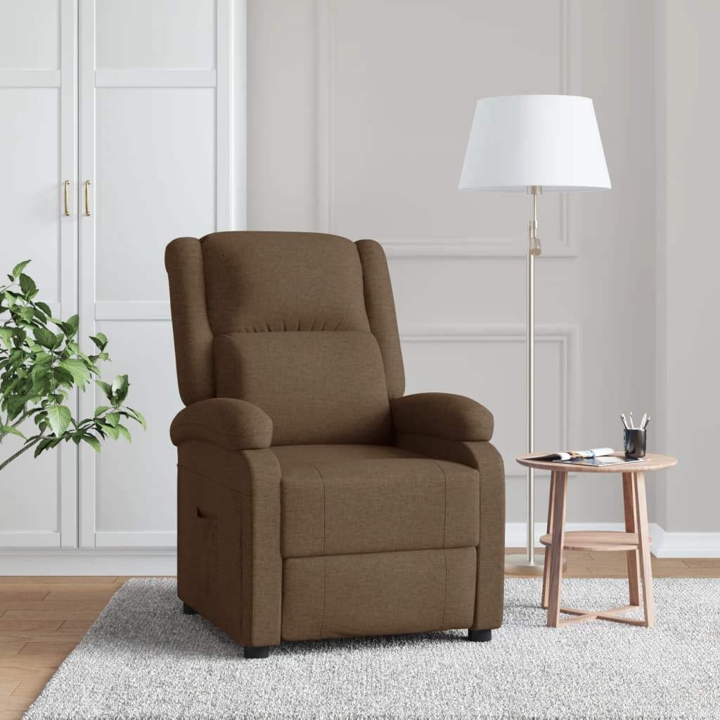 Recliner Chair Brown Fabric