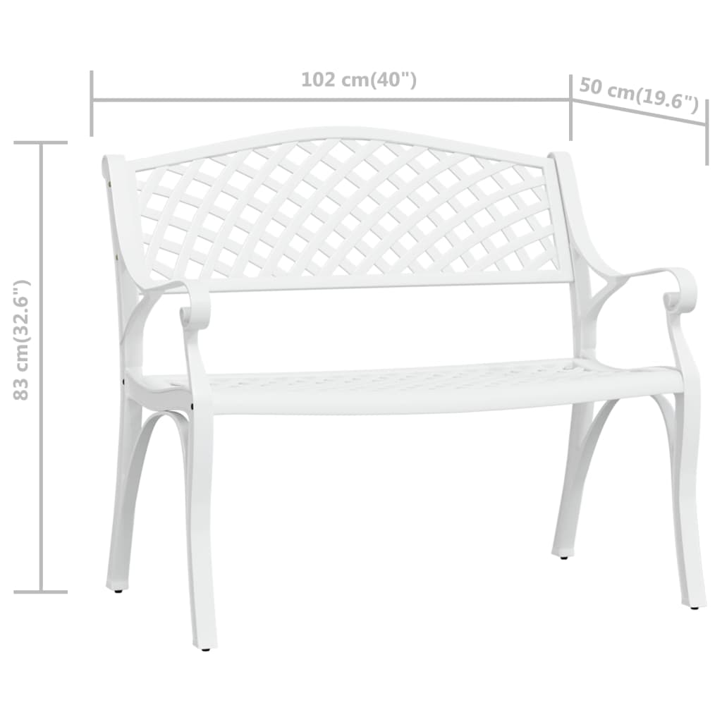 Garden Bench 102 Cm Cast Aluminium White