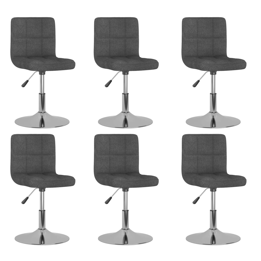 Swivel Dining Chairs 6 Pcs Dark Grey Fabric