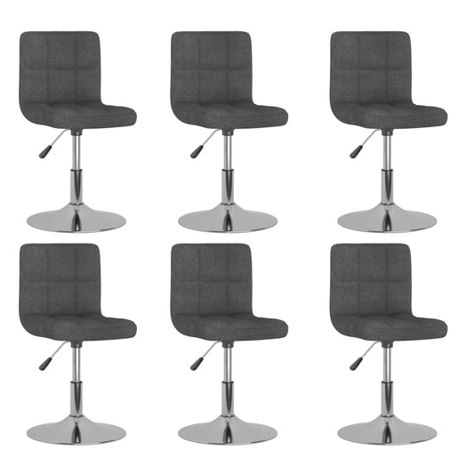 Swivel Dining Chairs 6 Pcs Dark Grey Fabric