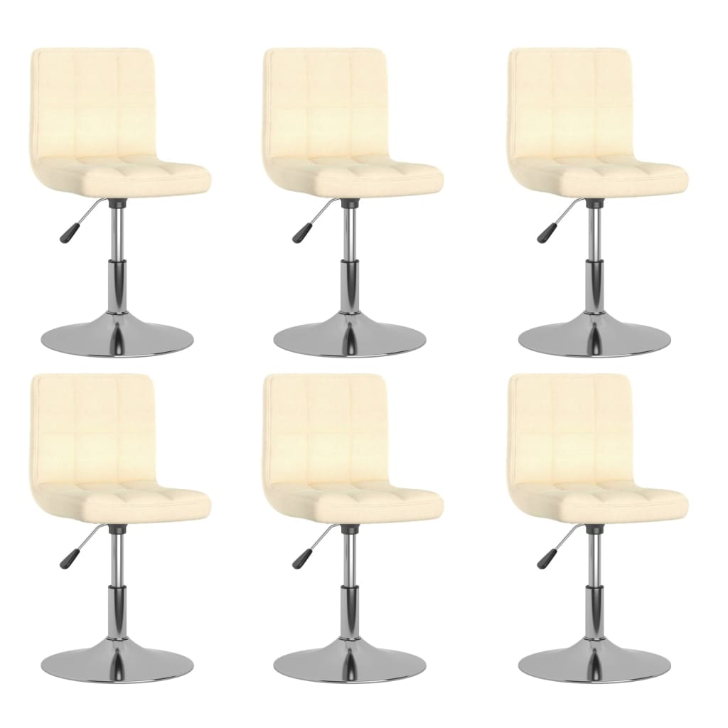 Swivel Dining Chairs 6 Pcs Cream Fabric