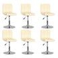 Swivel Dining Chairs 6 Pcs Cream Fabric