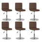 Swivel Dining Chairs 6 Pcs Brown Fabric