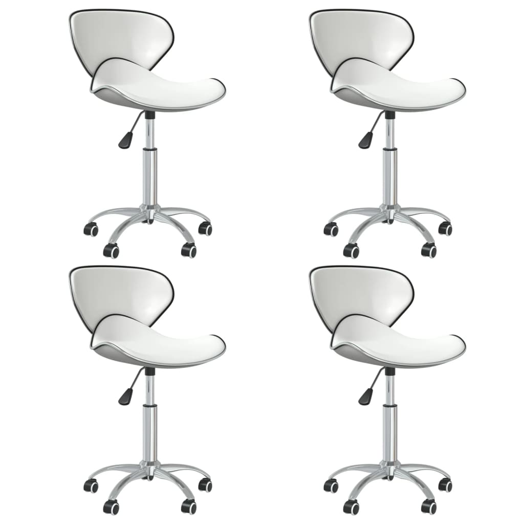 Swivel Dining Chairs 4 Pcs White Faux Leather