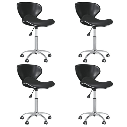 Swivel Dining Chairs 4 Pcs Black Faux Leather