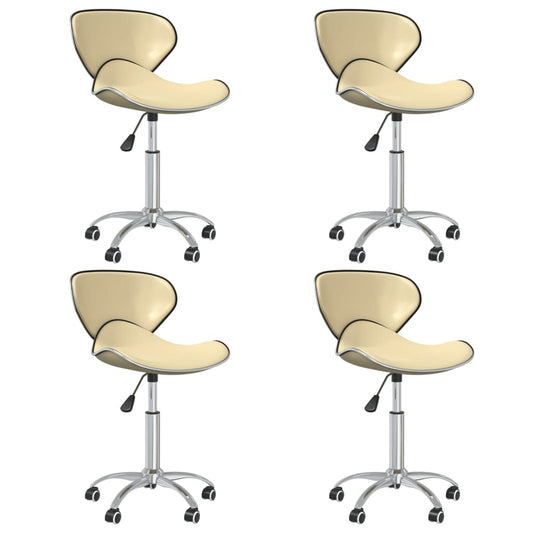 Swivel Dining Chairs 4 Pcs Cream Faux Leather