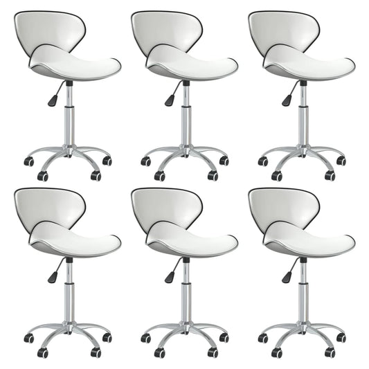 Swivel Dining Chairs 6 Pcs White Faux Leather