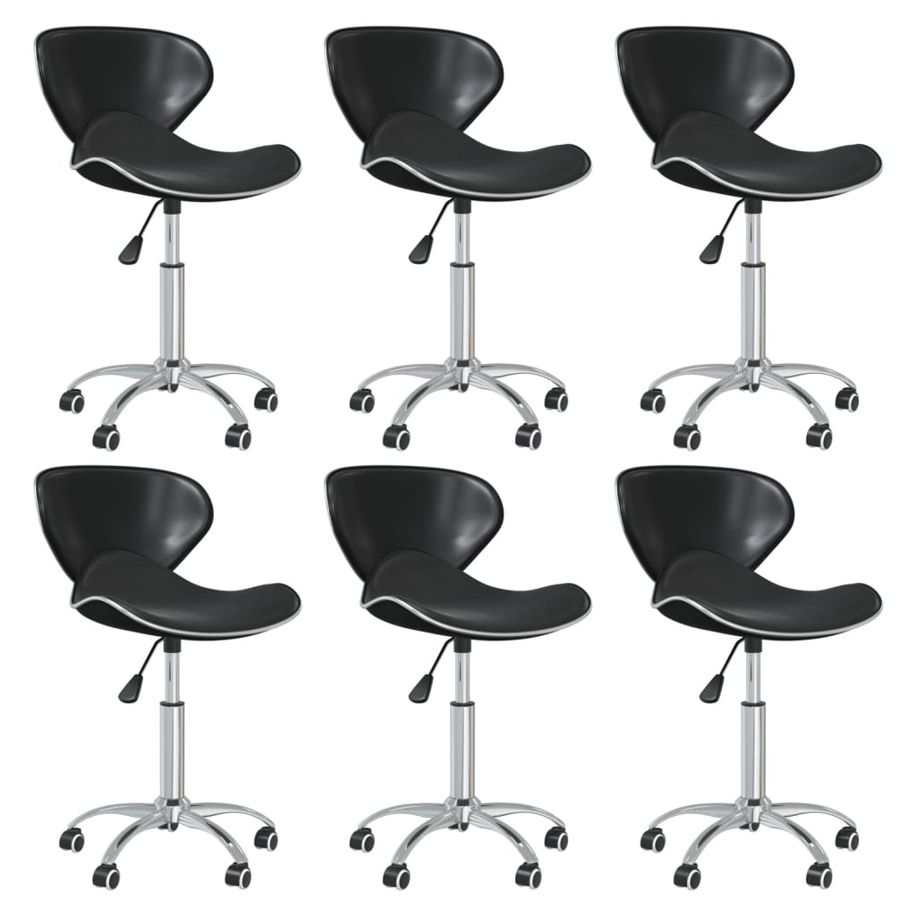 Swivel Dining Chairs 6 Pcs Black Faux Leather