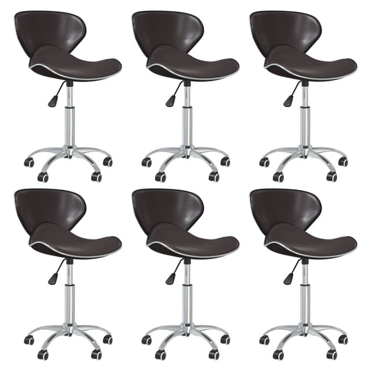 Swivel Dining Chairs 6 Pcs Brown Faux Leather