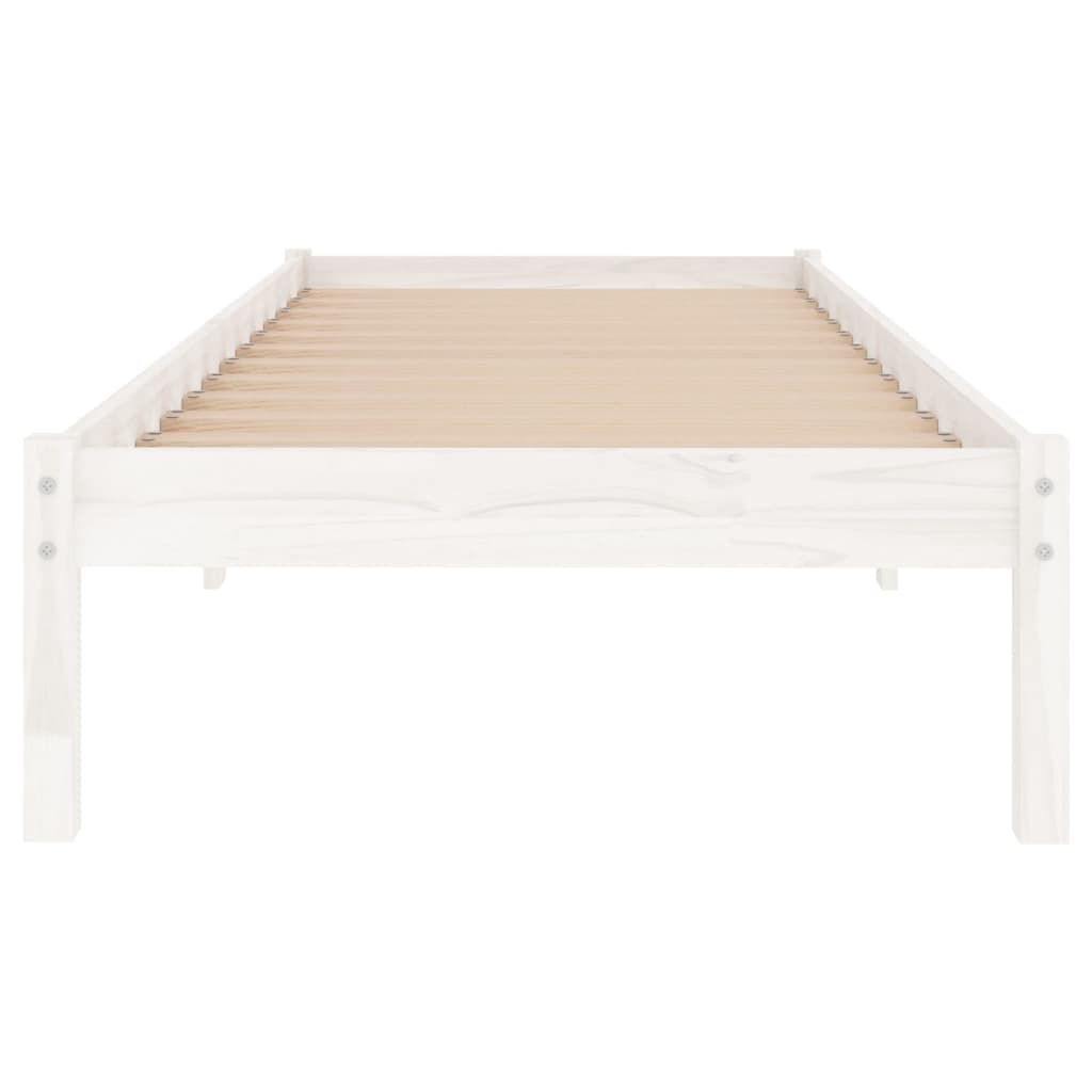 Bed Frame White Solid Wood Pine 90X200 Cm