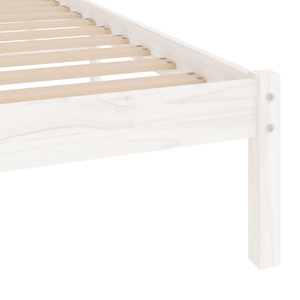 Bed Frame White Solid Wood Pine 90X200 Cm