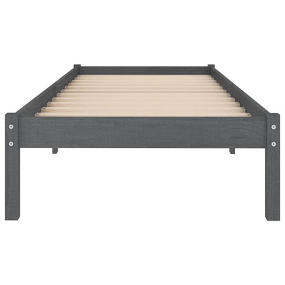 Bed Frame Grey Solid Wood Pine 90X200 Cm