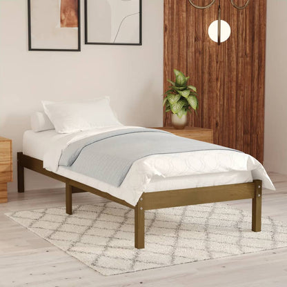 Bed Frame Honey Brown Solid Wood Pine 90X200 Cm